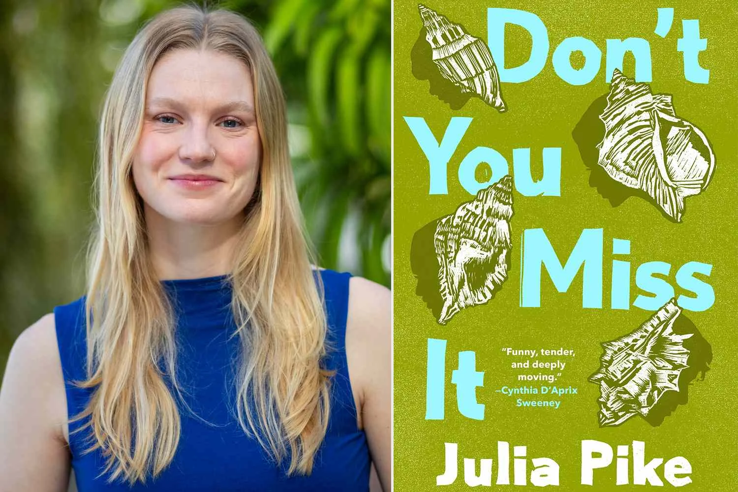 Julia Pike beside the cover of Don’t You Miss It